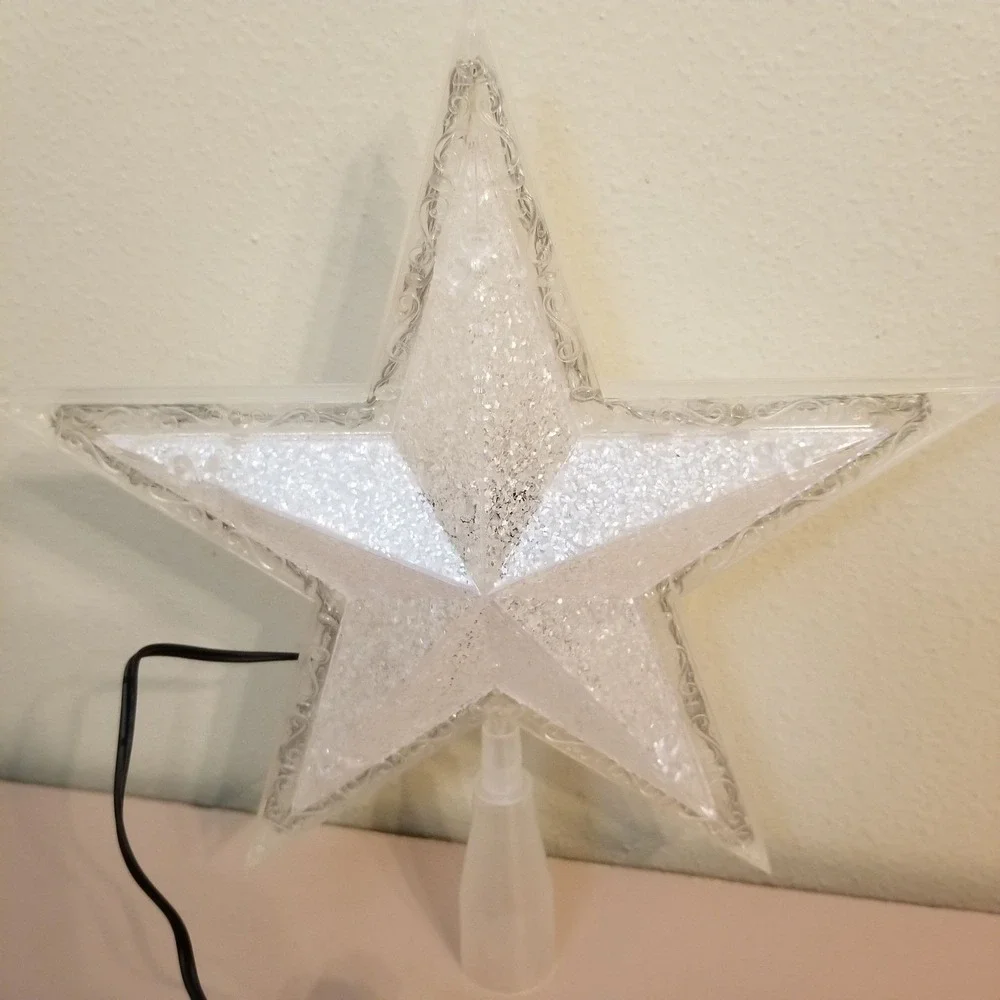 LED‎ Flickering Star Tree Topper Electric Christmas Holiday Home Decor WORKS